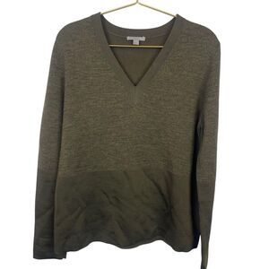 COS Green Sweater V-Neck Rayon Wool‎  Size Medium